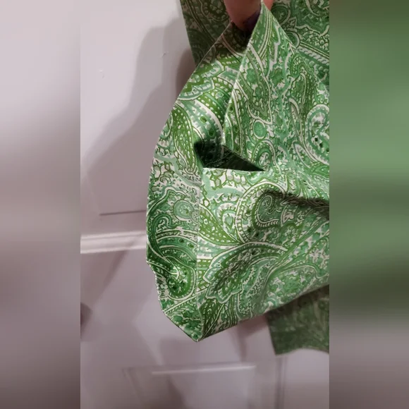 Talbots green paisley "Curvy" w/ vent pants sz 6P - Picture 7 of 9